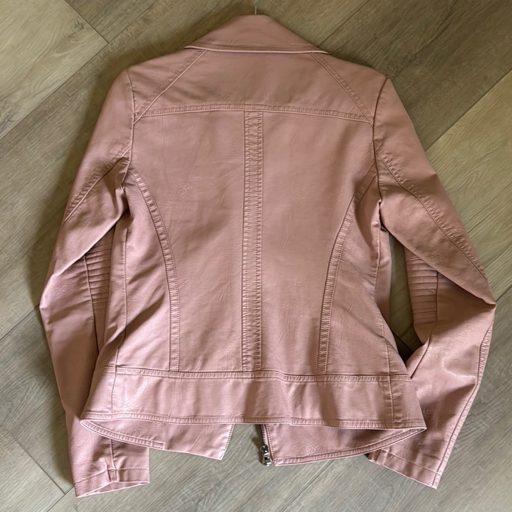 Guess Pink Leather Moto Jacket Asymmetrical Zipper - Picture 3 of 7